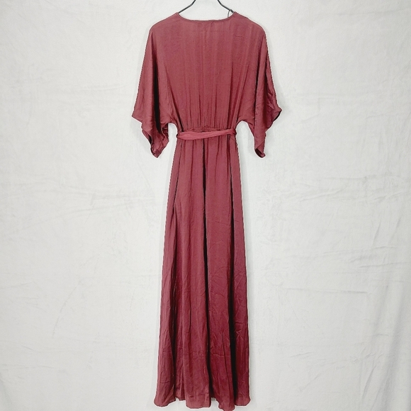 NEW Aakaa Can't Look Away Burgundy Boho Chic Maxi Wrap Dress P5357 - Picture 7 of 12